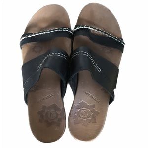 Merrell black sandals with braided toe. Size 10